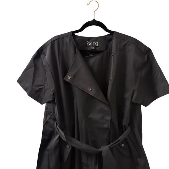 NWT $265 GSTQ Women's M Convertible Trench Black Size Medium - Picture 8 of 11